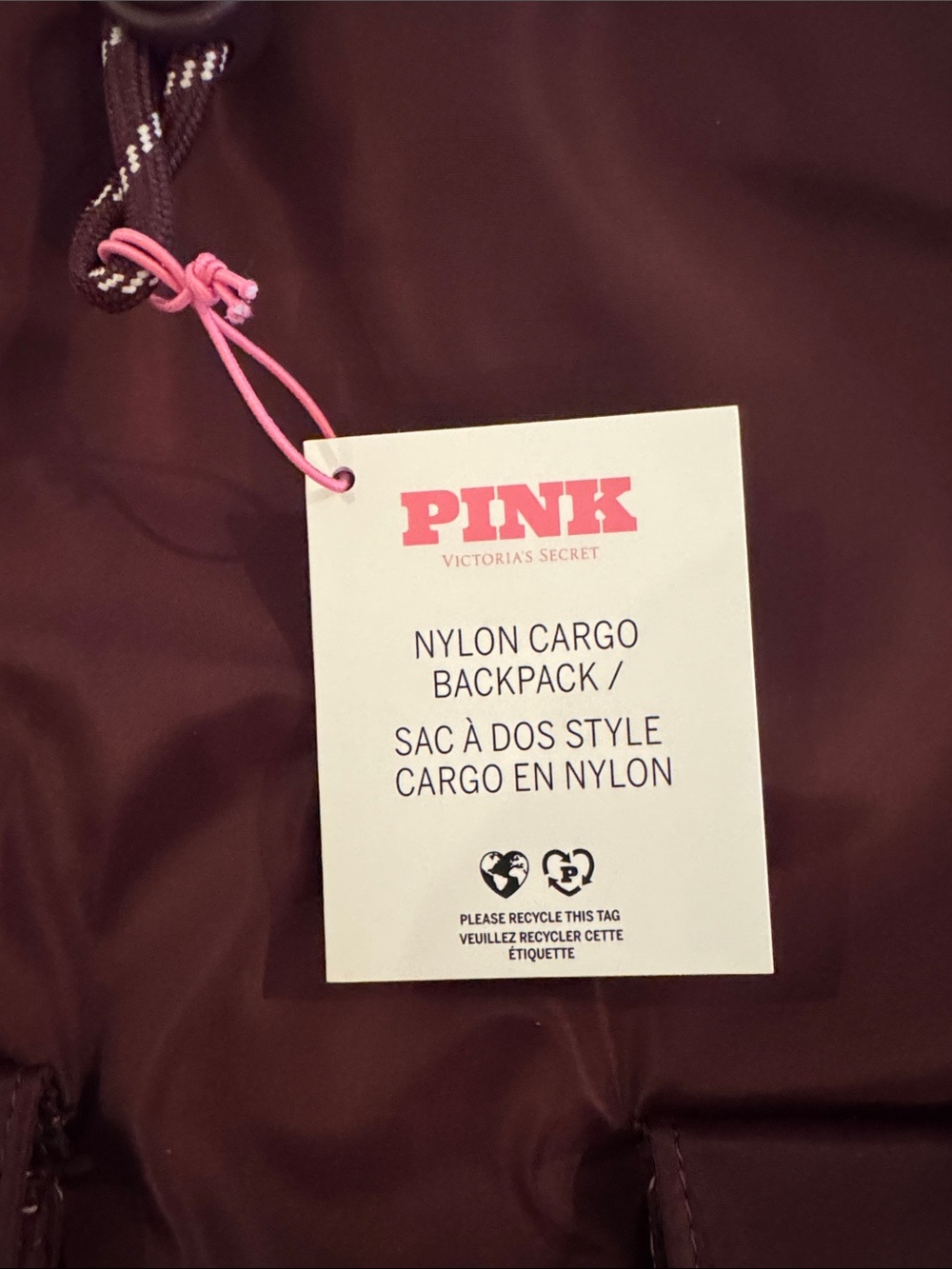 NWT VS Pink Burgundy Utility Backpack - Picture 5 of 7
